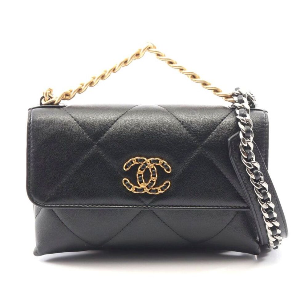 Chanel Lambskin 2WAY Shoulder Bag Black